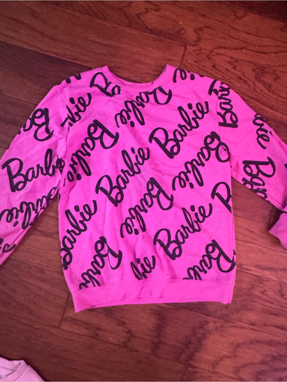 Barbie Bright Pink All-Over Logo Sweatshirt